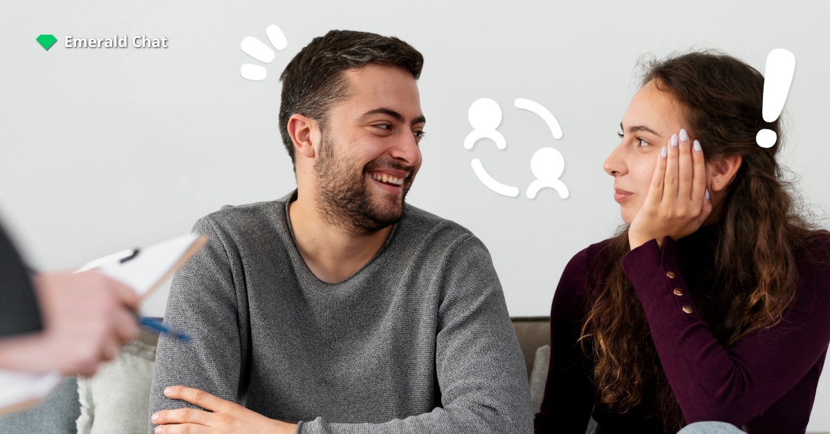 Two people facing each other