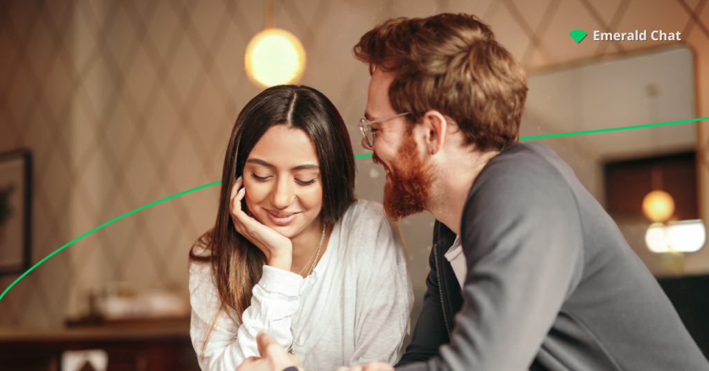 A man is looking to his girlfriend