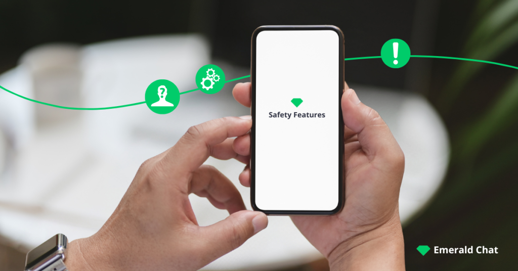 image of a phone with emerald chat logo