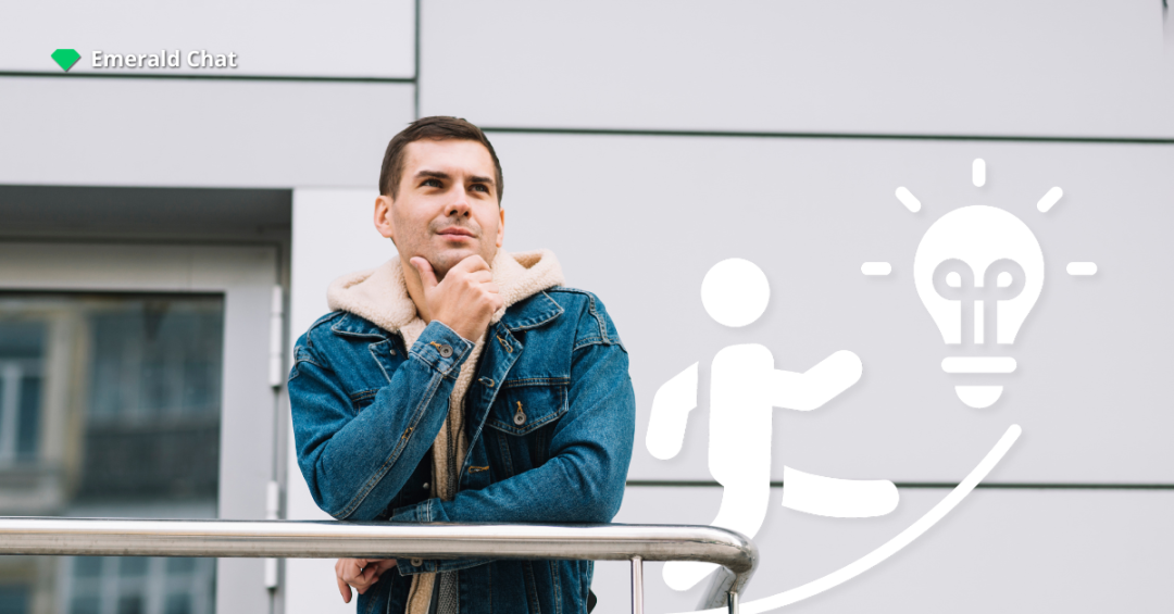 Man looking thoughtful while leaning on a railing, symbolizing overthinking and imagination when falling for someone you barely talk to